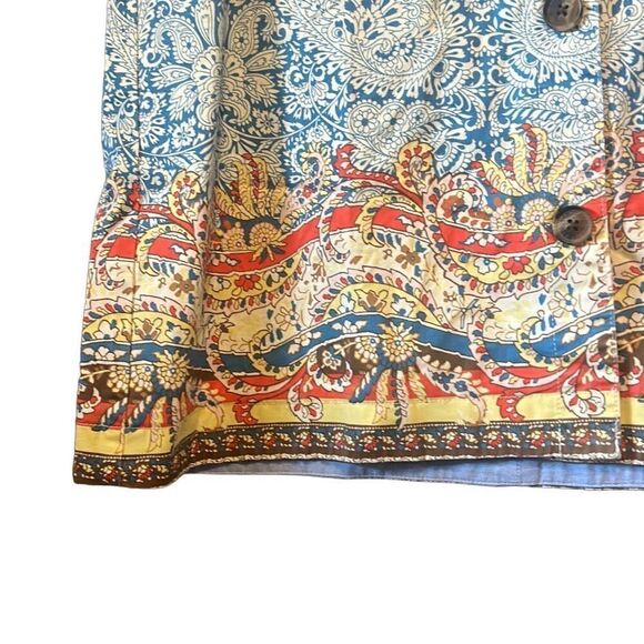 Lands' End Paisley Print Button Front A-Line Skirt Colorful Size 4‎ - Picture 3 of 4